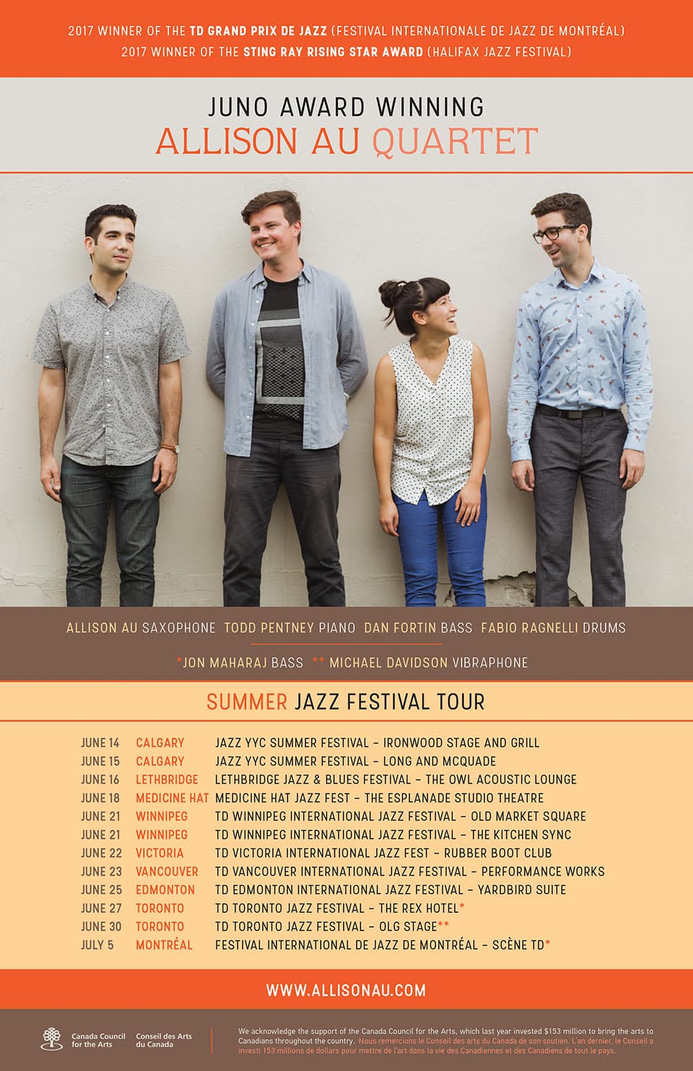 Allison Au Quartet Summer Jazz Festival Tour!
